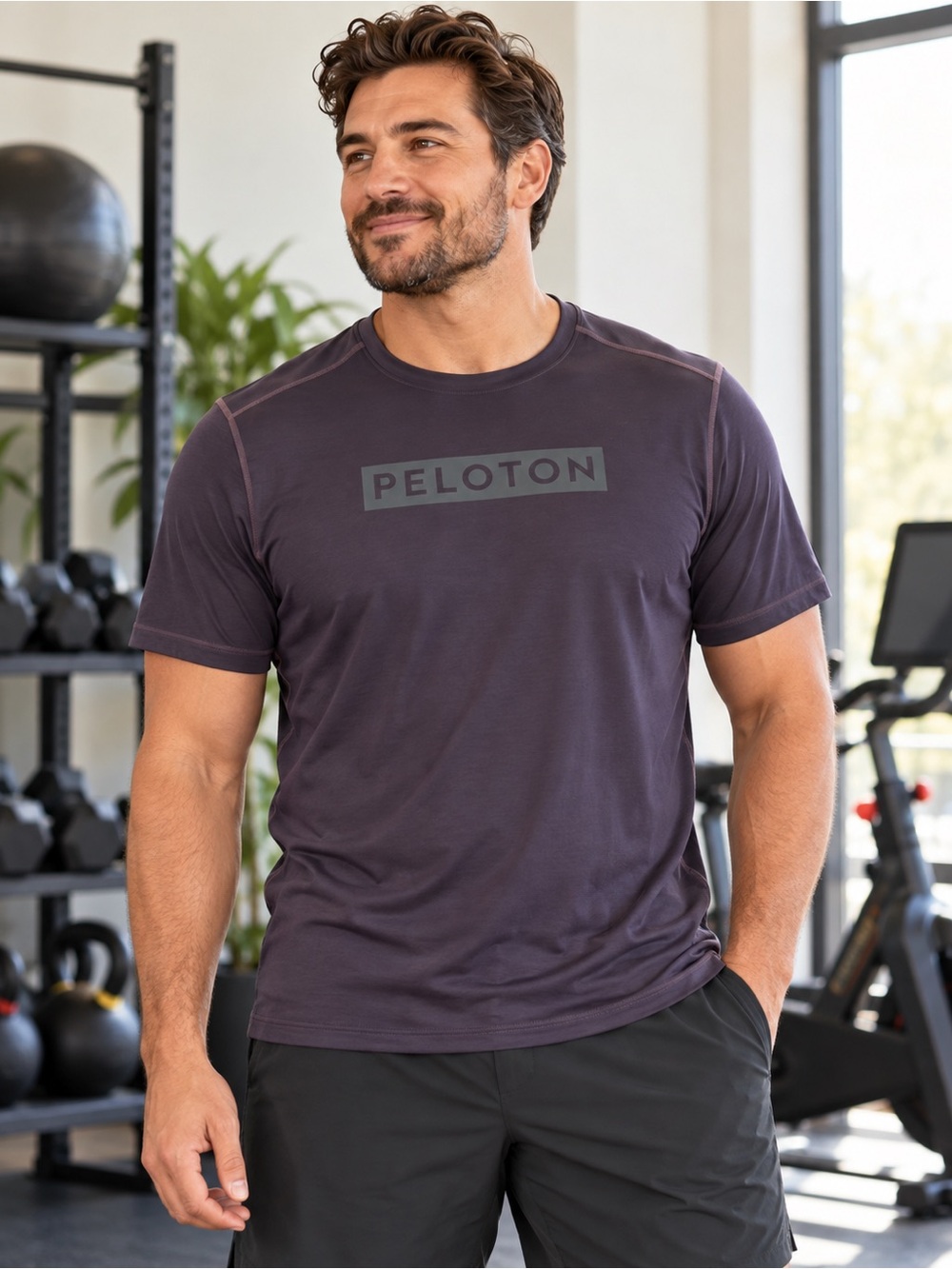 Peloton Men's Dark Purple Athletic Tee